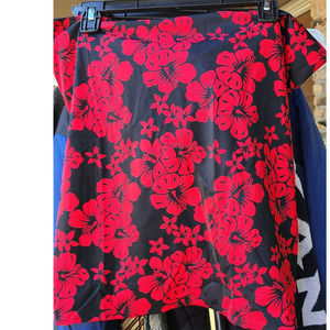 Victoria's Secret Black & Red Floral Sarong Bikini Cover Up XL
